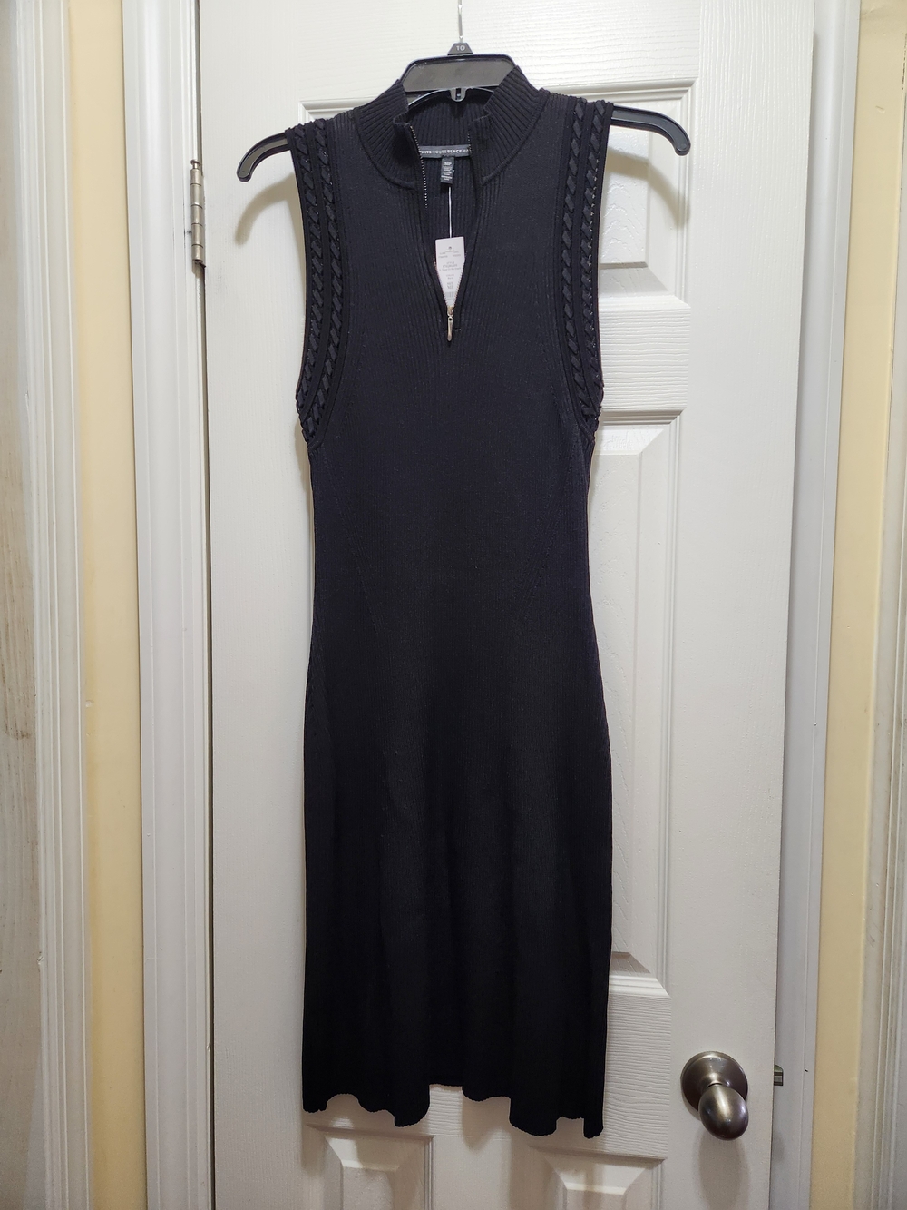 Sleeveless Black Knit Zip-Front Dress